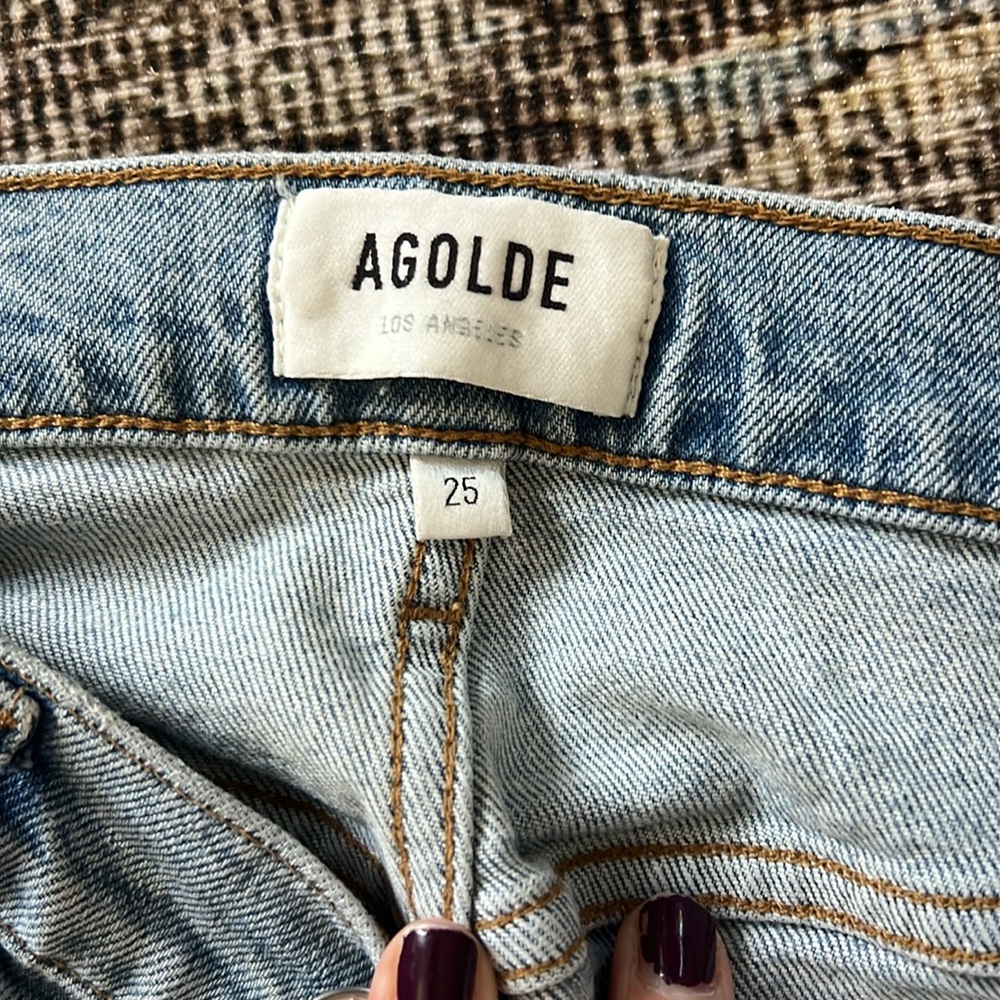 Agolde Women's mid- rise straight Merrel Jeans in Light Blue - Size 25 EUC - Picture 5 of 6
